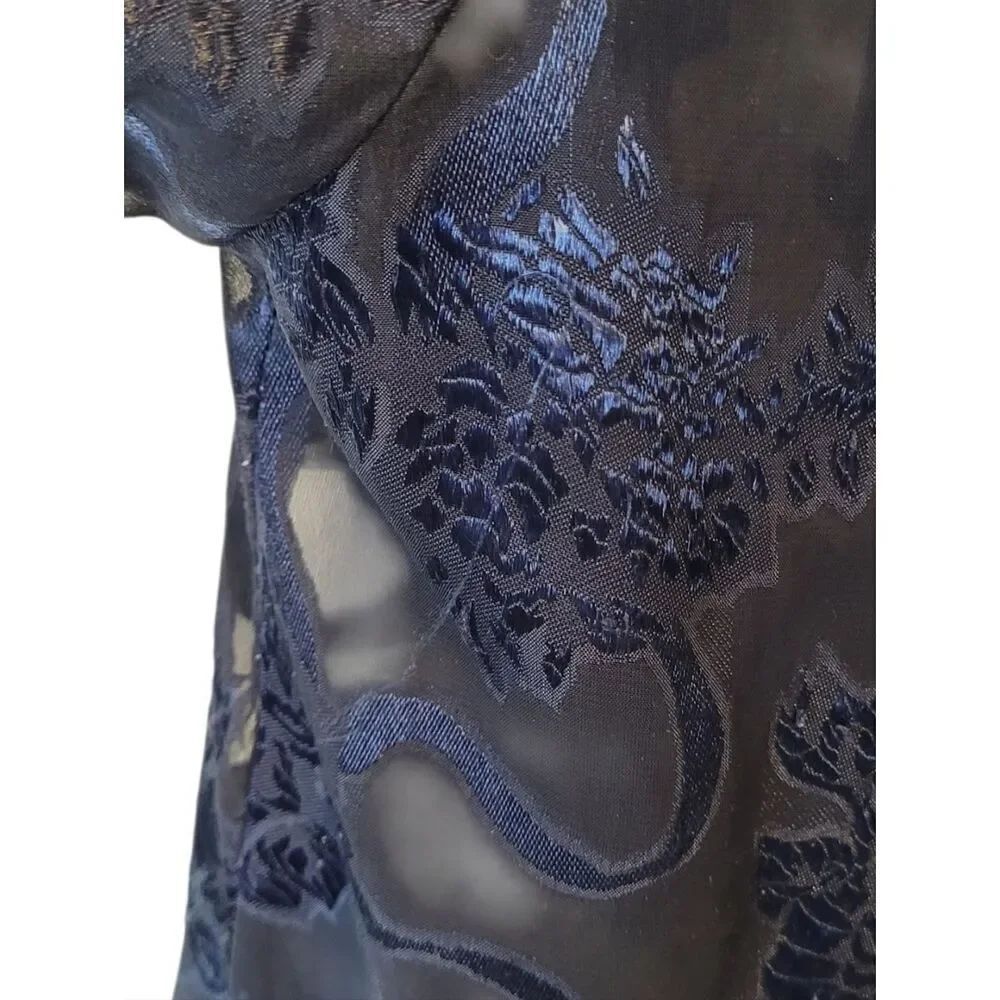 Vintage Victoria's Secret Gold Label Blue Floral Sheer Night Shirt Women's SZ PS - Picture 7 of 7